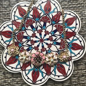 2/$10 Gold and Pink Floral Statement Necklace